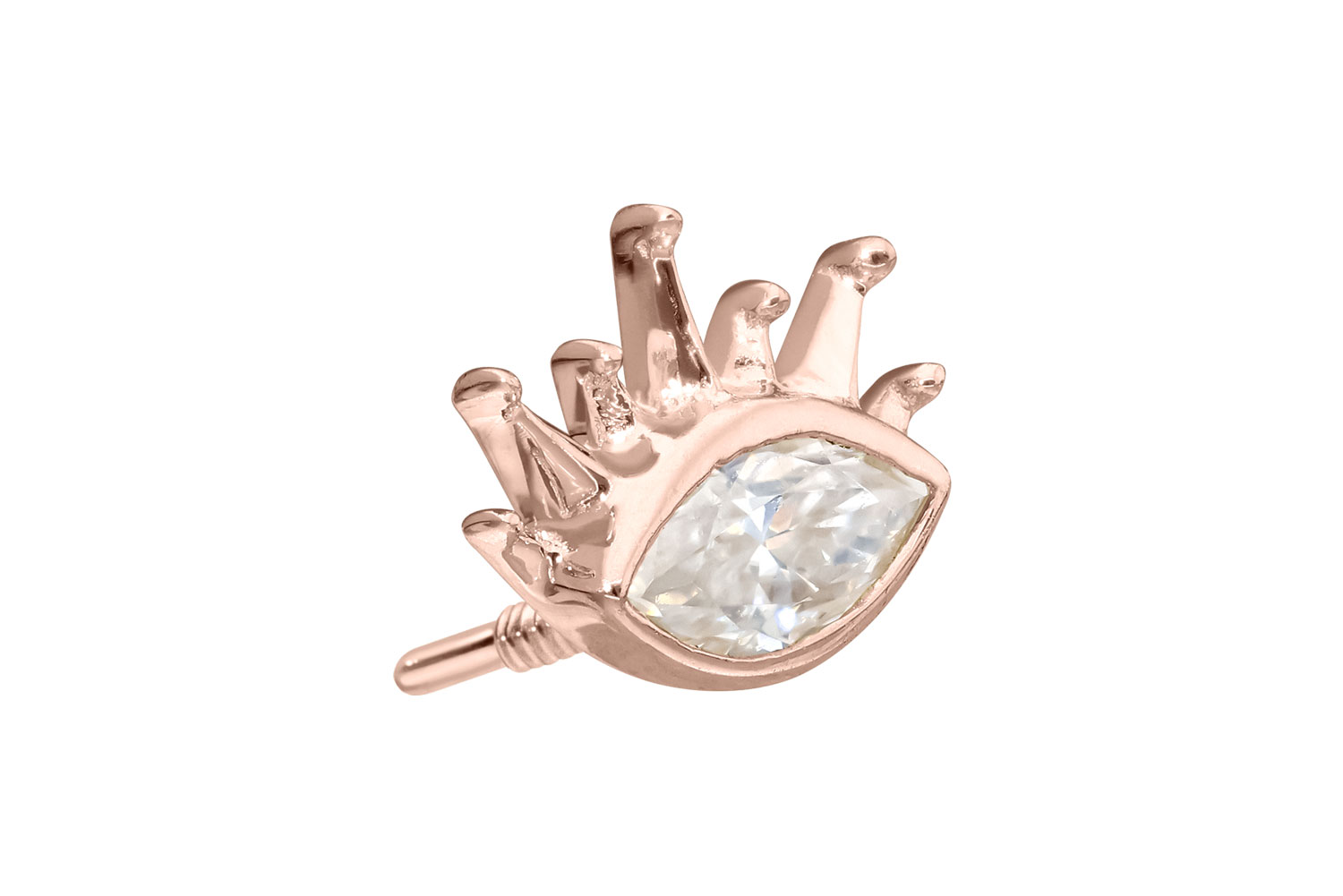 14 Karat Gold Schraubaufsatz mit Außengewinde MOISSANIT-OVAL + SONNENSTRAHLEN von Piercingline